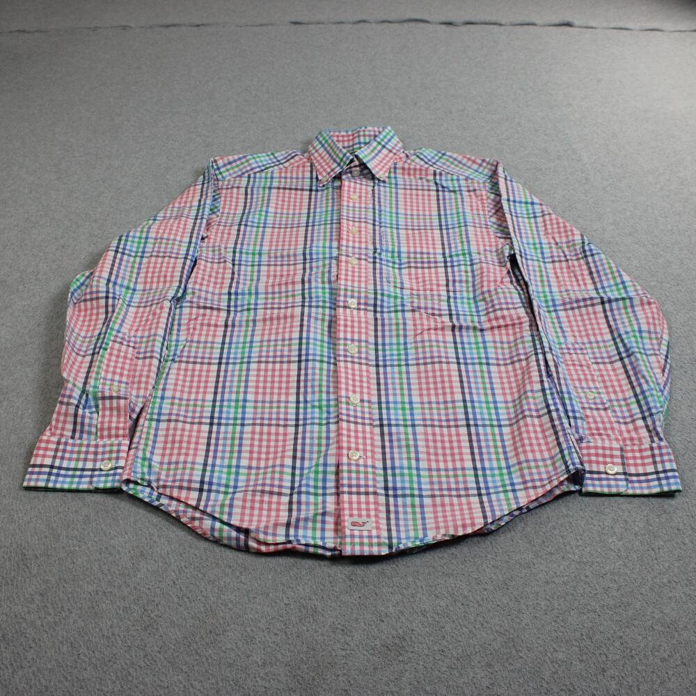 Vineyard Vines Shirt Mens XS Pink Blue Plaid Murray Cotton Button Preppy Nautica